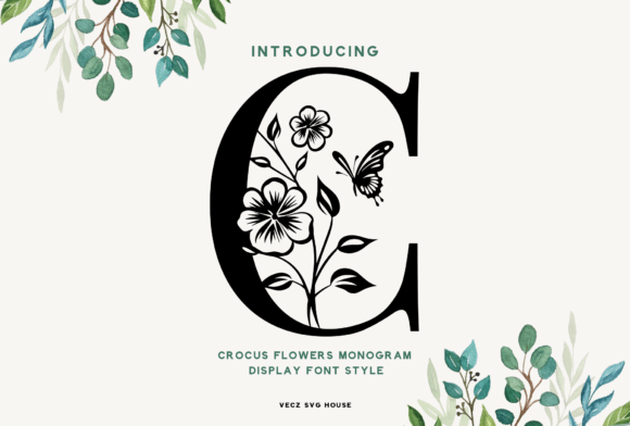 Crocus Monogram: A Font Blending Botanical Charm with Design Clarity